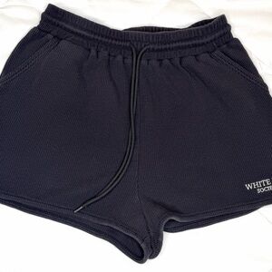 White Fox Women's Waffle Short Medium Blue Navy Drawstring Lounge Comfy